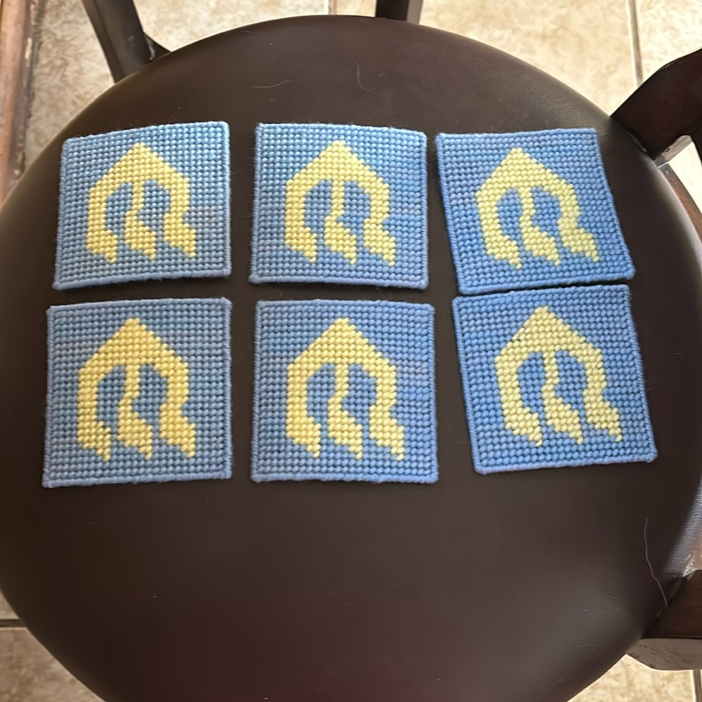 Vintage Lot Of Plastic Canvas Coasters
